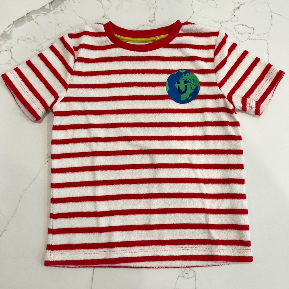Mini Boden 🌎 Stripe Toweling tee 3-4T